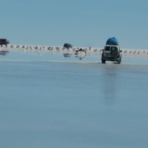 Much water on the shore of the Salar de Uyuni